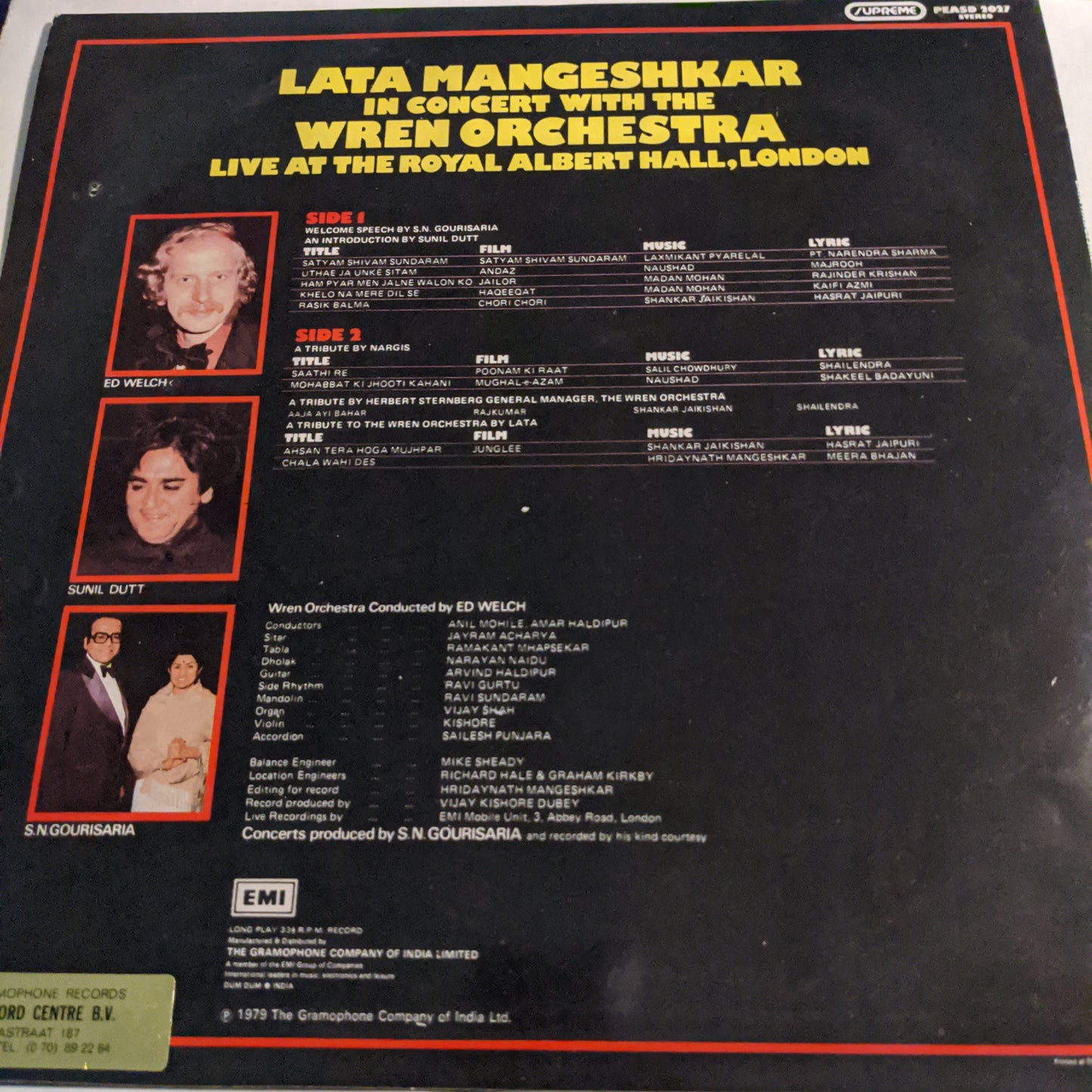 Lata Mangeshkar - In Concert With The Wren Orchestra - Live At The Royal Albert Hall, Near Mint