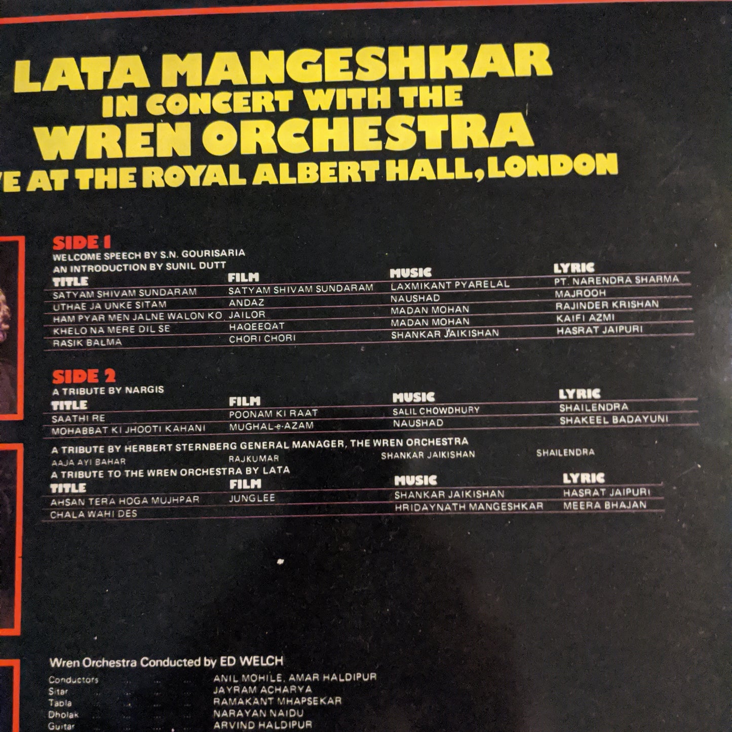 Lata Mangeshkar - In Concert With The Wren Orchestra - Live At The Royal Albert Hall, Near Mint