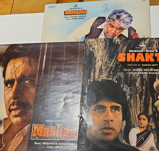 3 lps Tribute to Dilip Kumar SHAKTI, MASHAAL,  AND VIDHAATA supreme Stereo Gatefold