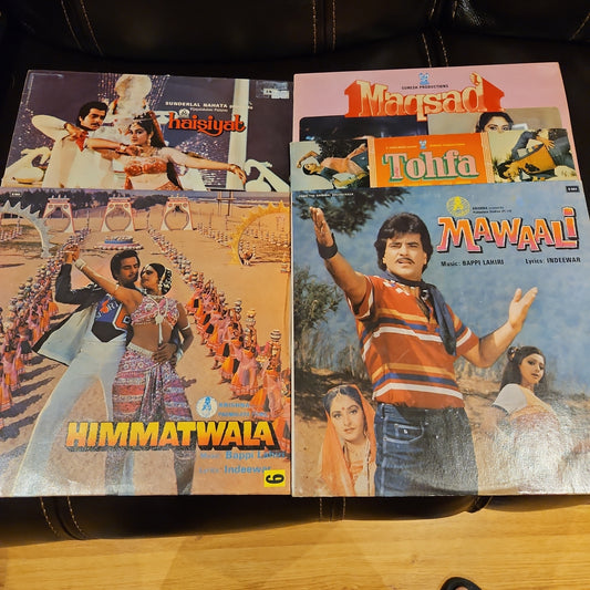 4 LPs Blockbuster hits Jitendra and Bappi Lahiri. Himmatwala, Maqsad, Tohfa, Mawali in excellent to near mint