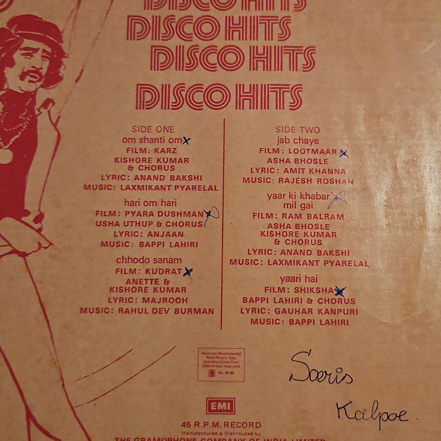 Disco Hits from films 45 rpm Lp in VG condition