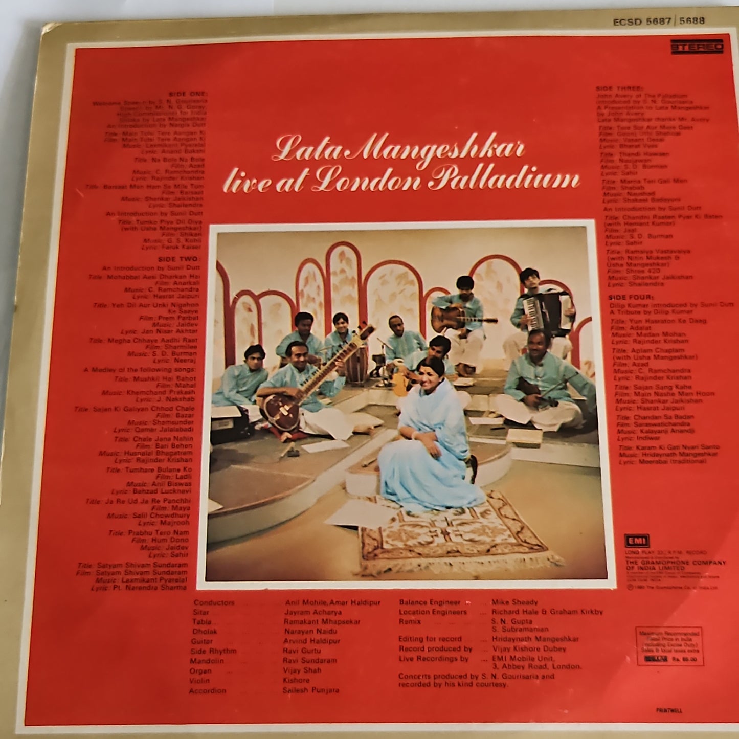 Lata Mangeshkar Live At The London Palladium 2 LP set in near Mint