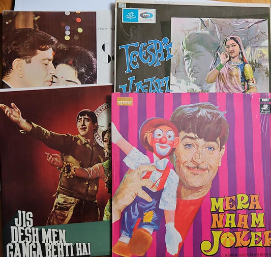 4 LPs Raj Kapoor and Shankar Jaikishan Superhit pack - Sangam - mera naam joker , teesri kasam and Jis Desh Mein Ganga Bahati hai in prisitne