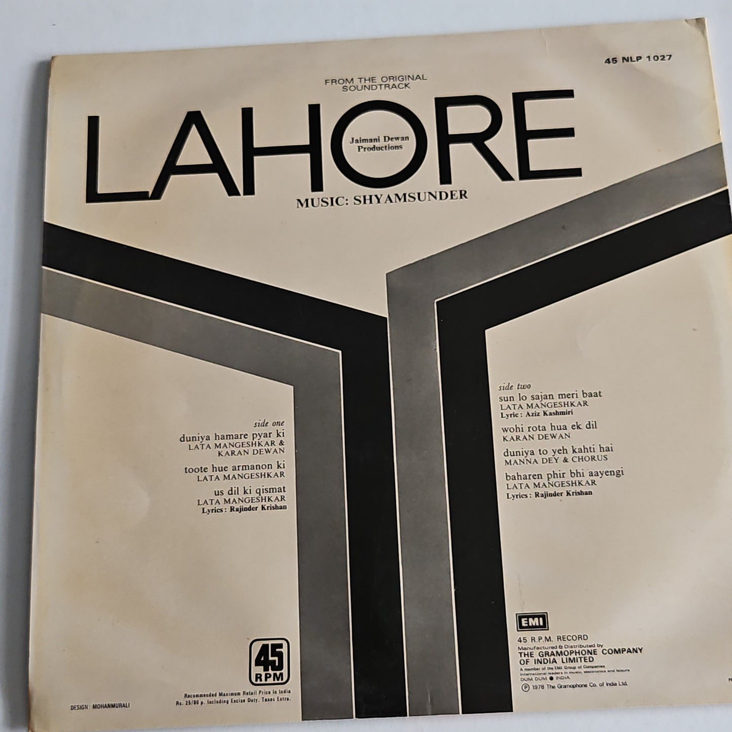 Lahore - original - Classic Lata and Shyam Sundar 45 rpm LP in pristine condition