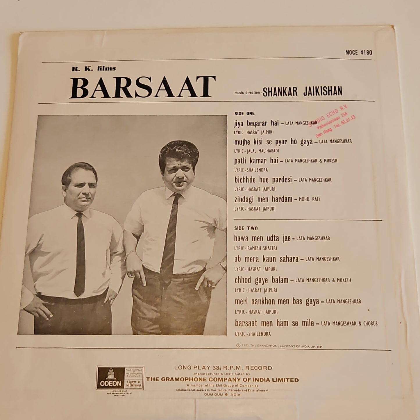 Barsaat -by Shankar Jaikishan in pristine condition